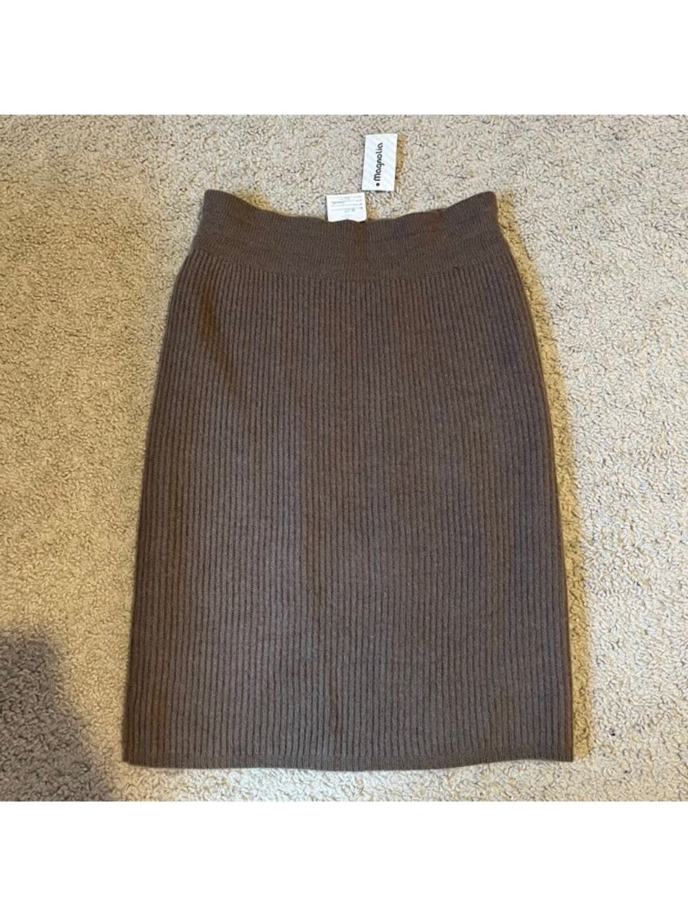 Vintage NWT Magnolia Brown Midi Skirt Small Lambs Wool Angora Rabbit Hair Ribbed